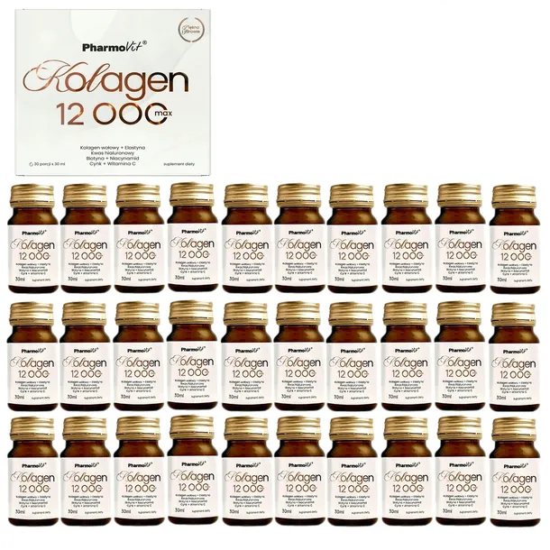 PHARMOVIT Kolagen MAX 12000 Szot 30 szt x 30ml Elastyna Kwas Hialuronowy