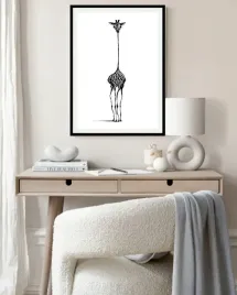 plakat-na-sciane-do-salonu-artystyczna-rysowana-zyrafa-modern-look-100x70cm