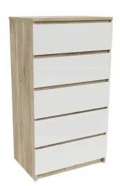 komoda-sonoma-bialy-5-szuflad-nowoczesna-do-salonu-i-sypialni
