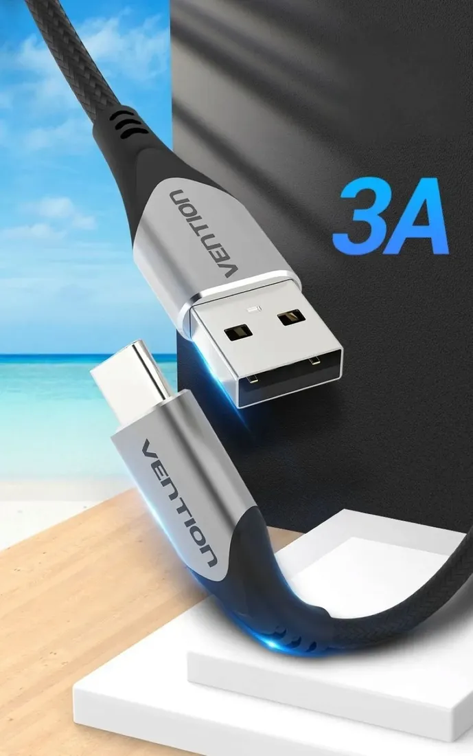 kabel-vention-w-oplocie-3a-usb-a-do-usb-c-2m