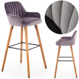 hoker-drewniany-welurowy-z-oparciem-krzeslo-barowe-ciemnoszary-orzech-h93