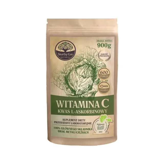 NATURALNA Witamina C 900g z kapusty SKARBY GAI kwas l-askorbinowy