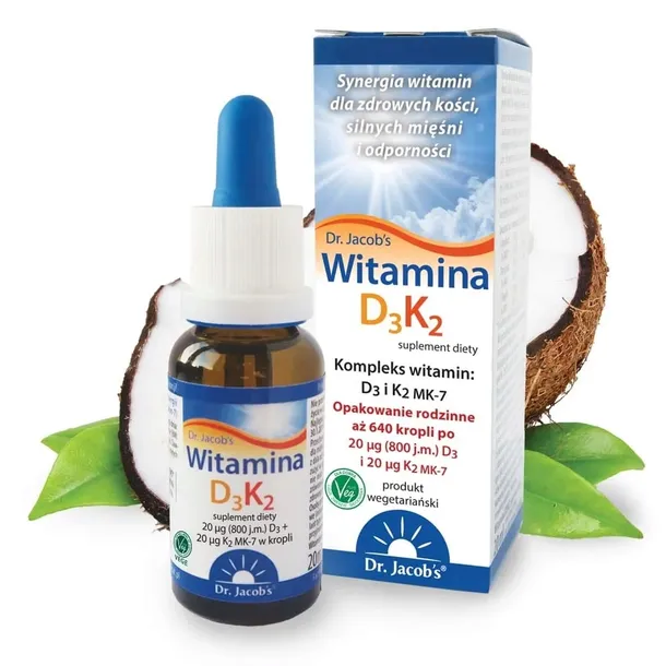 JACOBS Witamina D3 K2 MK-7 krople NATURALNA JAKOŚĆ