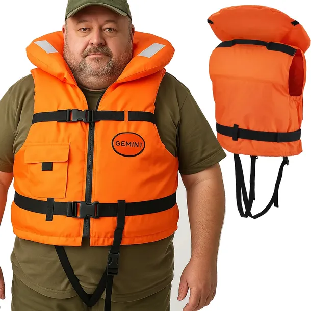 KAMIZELKA RATUNKOWA GEMINI KAPOK XXL 90-140KG 100N CERTYFIKAT CE ISO PRS