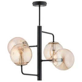 lampa-wiszaca-czarna-nowoczesna-4xe14-szklane-bursztynowe-kule-alfa