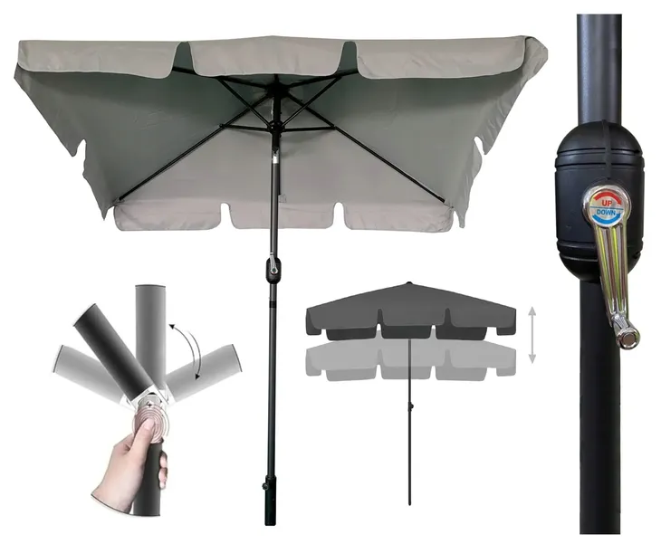 Parasol ogrodowy składany solidny z falbaną duży mocny 125x200 cm BALKONOWY