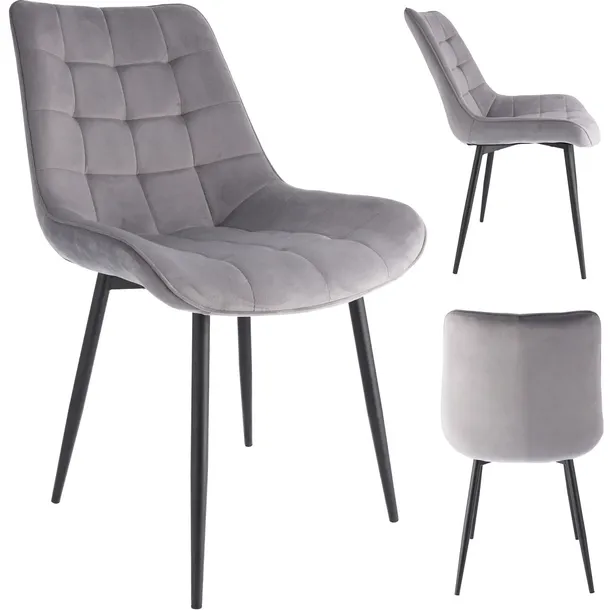 KRZESŁO TAPICEROWANE KUCHNI salonu PIKOWANE welurowe MISTY szare JUMIhome