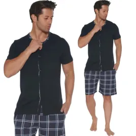 pizama-meska-plus-size-cala-rozpinana-krotki-rekaw-bawelna