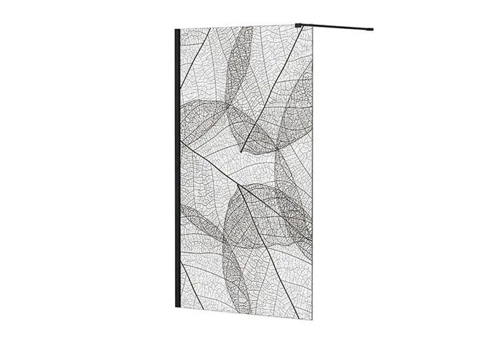 BESCO Ścianka Leafy Black 100 x 200 cm WALK-IN