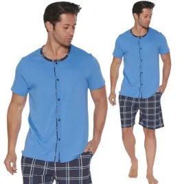 pizama-meska-plus-size-cala-rozpinana-krotki-rekaw-bawelna