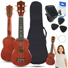 ukulele-dla-dzieci-sopranowe-zestaw-struny-kostki-pokrowiec-brazowe