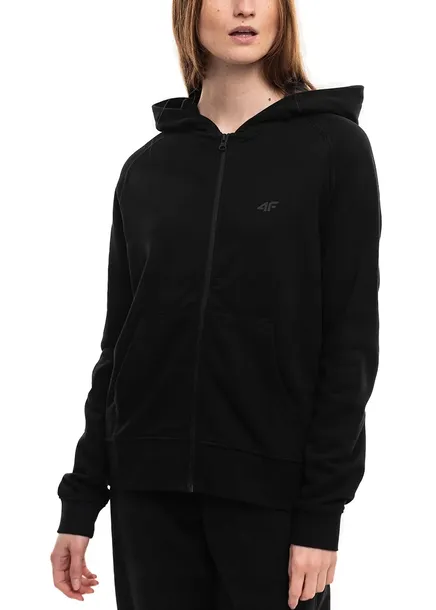 Bluza Damska 4F Dresowa z Kapturem Sportowa Bawełniana Rozpinana Czarna L