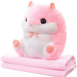 chomik-maskotka-kocyk-poduszka-koc-pluszowy-komplet-3w1-rozowy-urodziny