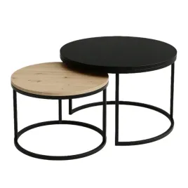stolik-kawowy-do-salonu-loft-2w1-czarny-dab-artisan-okragly-zestaw