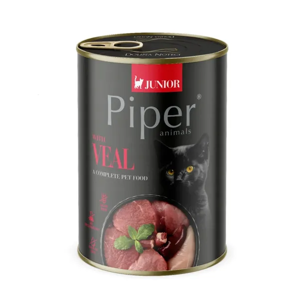 Dolina Noteci Piper Animals JUNIOR z Cielęciną Mokra Karma Dla Kota 400g