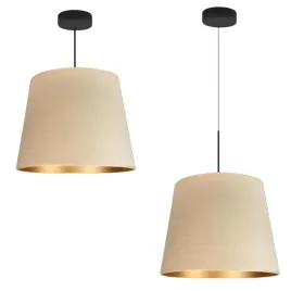 lampa-sufitowa-wiszaca-bezowa-zyrandol-led-e27-regulowana-abazur-welurowa