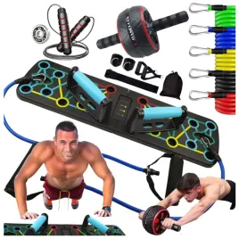 zestaw-do-treningu-w-domu-deska-do-pompek-gumy-oporowe-ab-wheel-skakanka