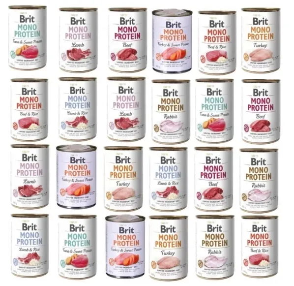 BRIT Mokra karma dla psa Mono Protein MIX smaków 24x400g