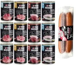 karma-dla-psa-pan-miesko-12-x-400g-mix-smakow-i-hot-dogi-z-bekonem-220-g