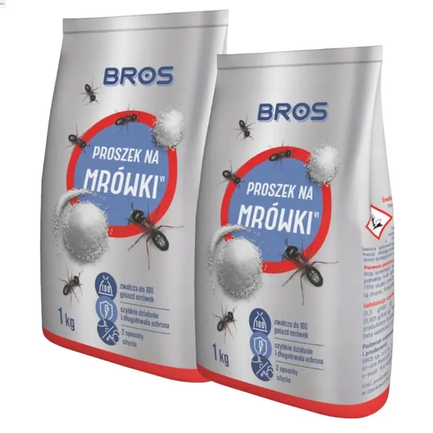 Bros Proszek Środek na Mrówki Usuwa Gniazda Rozpuszczalny W Wodzie 1000g x2