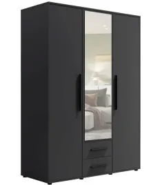 szafa-malibu-3d-150-cm-czarna-lustro-szuflady
