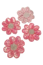 aplikacja-kwiat-z-cekinow-na-siatce-koralowy-neon-6-cm-5-szt