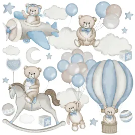naklejki-na-sciane-dla-dzieci-misie-balony-chmurki-kon-na-biegunach-zestaw