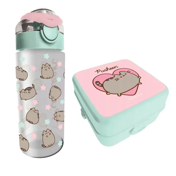 ZESTAW ŚNIADANIOWY/LUNCH BOX PUSHEEN MINT/PINK ST. MAJEWSKI