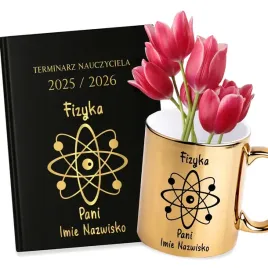kalendarz-nauczycielski-czarny-gold-25-26-fizyka-pani-imie-kubek-zloty