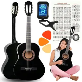 gitara-akustyczna-klasyczna-4-4-dla-poczatkujacych-zestaw-stroik-kostki