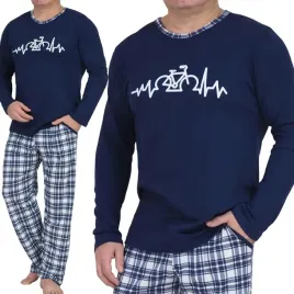 pizama-meska-granatowa-z-grafika-spodnie-w-krate-z-kieszeniami-kratka-xl