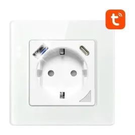 avatto-inteligentne-biale-gniazko-scienne-tuya-wifi-usb-usb-typu-c-z-ramka
