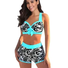 wzorzysty-stroj-kapielowy-spodenki-wysoki-stan-szerokie-ramiaczka