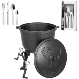 2-x-kociolek-zeliwny-garnek-mysliwski-8l-na-pieczonki-sztucce-colibri-24-el