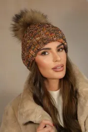 czapka-damska-zimowa-naturalny-pompon-kolorowa-polska-pavone-ruda