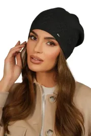 damska-czapka-beanie-z-wiskozy-ocieplenie-uszu-polska-grafitowa-kamea-baihe