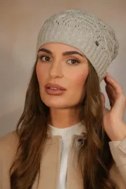 bezowa-czapka-damska-beanie-azurowy-splot-sciagacz-podszewka-kamila
