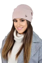 rozowa-zimowa-czapka-damska-beanie-gladka-welniana-polska-kamea-lily