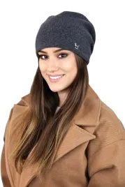 grafitowa-zimowa-czapka-damska-beanie-gladka-welniana-polska-kamea-lily