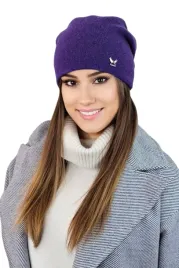 fioletowa-zimowa-czapka-damska-beanie-gladka-welniana-polska-kamea-lily