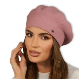 welniany-beret-damski-elegancki-wysoka-nozka-polski-kiang-kolor-ash-rose