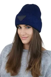 czapka-damska-beanie-szerokie-wywiniecie-przeplatane-barwy-naomi-granatowa