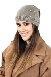 bezowa-czapka-damska-zimowa-beanie-recznie-doszywane-koraliki-kalcyt