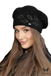 welniany-beret-damski-ozdobna-aplikacja-dzety-perelki-polski-heidi-czarny