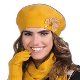 beret-damski-z-podszewka-zimowy-na-wiskozie-musztardowy-polski-kamea-elza