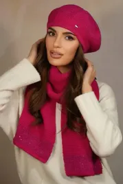 komplet-damski-beret-i-szalik-z-cekinami-polski-malinowy-zestaw-piwonia