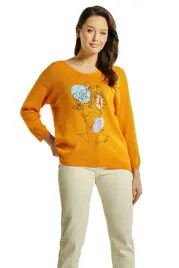 bluzka-damska-sweter-rekawy-3-4-dekolt-w-serek-l-xl-natali-pomaranczowa