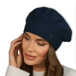 granatowy-turkus-welniany-beret-damski-elegancki-wysoka-nozka-polski-kiang