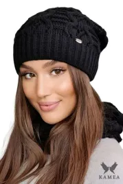 czarna-czapka-damska-beanie-azurowy-splot-sciagacz-podszewka-kamila