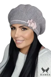 beret-damski-w-pepitke-ozdobna-kokarda-i-pasek-polski-rozowy-helena